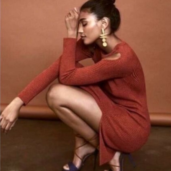 BCBG Braiden Marled Rib Knit Cold Shoulder Dress - Picture 8 of 14